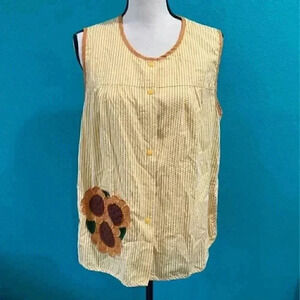 Yellow striped sun flower shirt / apron in size medium